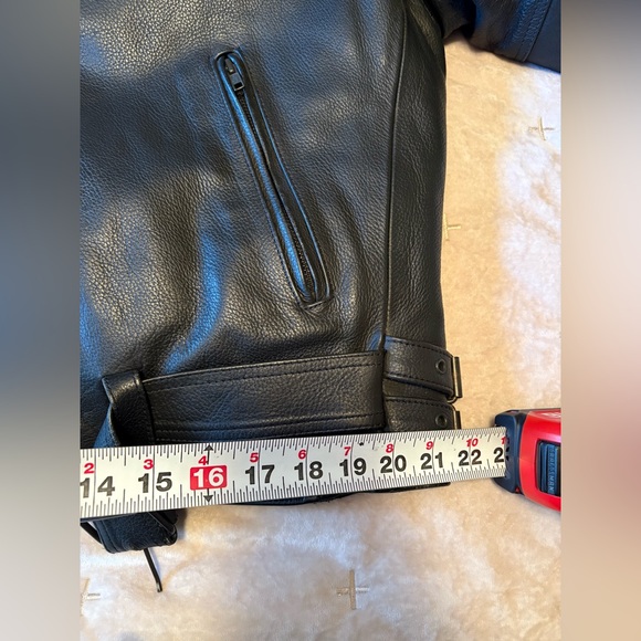 River Road Cropped Moto Heavy Leather Jacket Size L Men’s 44 Black Zip Road Trip - Picture 6 of 14